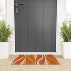 Mid Century Modern Retro Lounge Striped Pattern in Mid Mod Orange Mustard Beige Welcome Mat Gallery Image 3