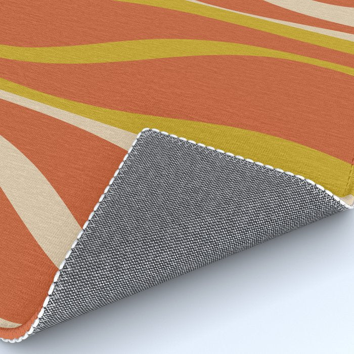 Mid Century Modern Retro Lounge Striped Pattern in Mid Mod Orange Mustard Beige Rug Gallery Image 4