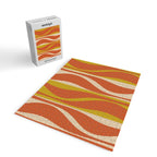 Mid Century Modern Retro Lounge Striped Pattern in Mid Mod Orange Mustard Beige Jigsaw Puzzle Gallery Image 2