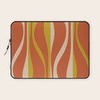 Mid Century Modern Retro Lounge Striped Pattern in Mid Mod Orange Mustard Beige Laptop Sleeve Gallery Image 1