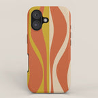 Mid Century Modern Retro Lounge Striped Pattern in Mid Mod Orange Mustard Beige iPhone Case Gallery Image 1
