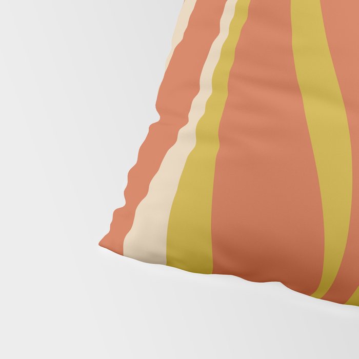 Mid Century Modern Retro Lounge Striped Pattern in Mid Mod Orange Mustard Beige Pillow Sham Gallery Image 4