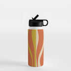 Mid Century Modern Retro Lounge Striped Pattern in Mid Mod Orange Mustard Beige Water Bottle Gallery Image 1
