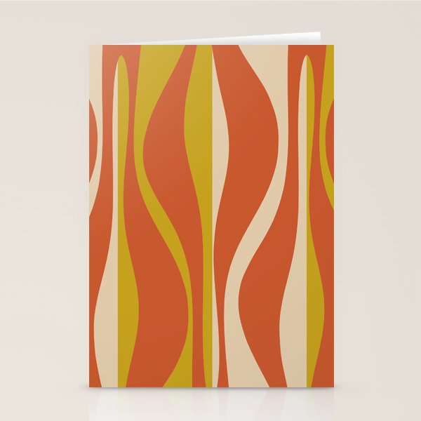 Mid Century Modern Retro Lounge Striped Pattern in Mid Mod Orange Mustard Beige Stationery Card Gallery Image 2