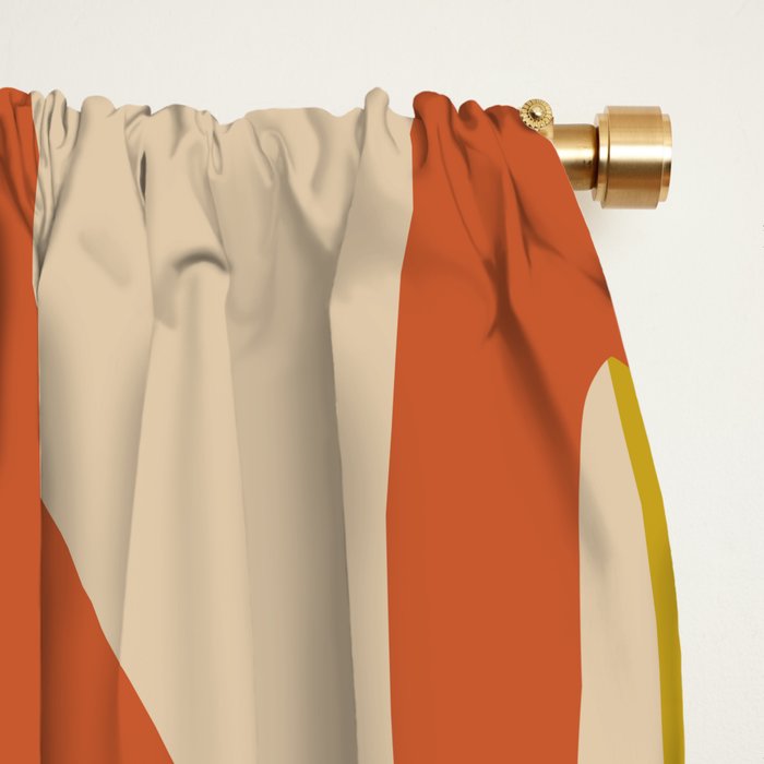 Mid Century Modern Retro Lounge Striped Pattern in Mid Mod Orange Mustard Beige Window Curtain Gallery Image 2