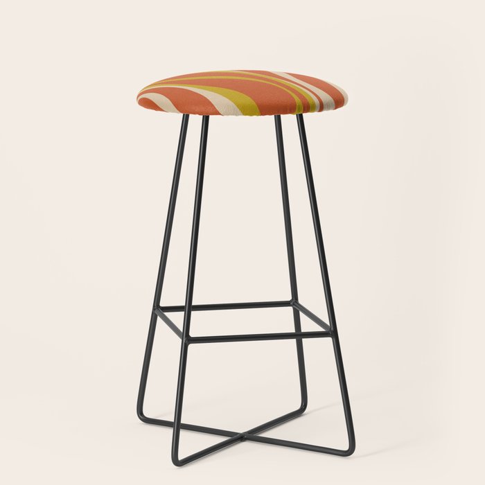 Mid Century Modern Retro Lounge Striped Pattern in Mid Mod Orange Mustard Beige Stool Gallery Image 1