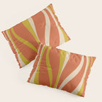 Mid Century Modern Retro Lounge Striped Pattern in Mid Mod Orange Mustard Beige Pillow Sham Gallery Image 3