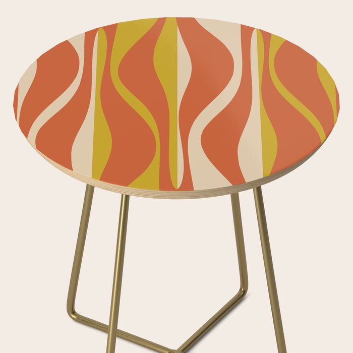 Mid Century Modern Retro Lounge Striped Pattern in Mid Mod Orange Mustard Beige Side Table Gallery Image 2