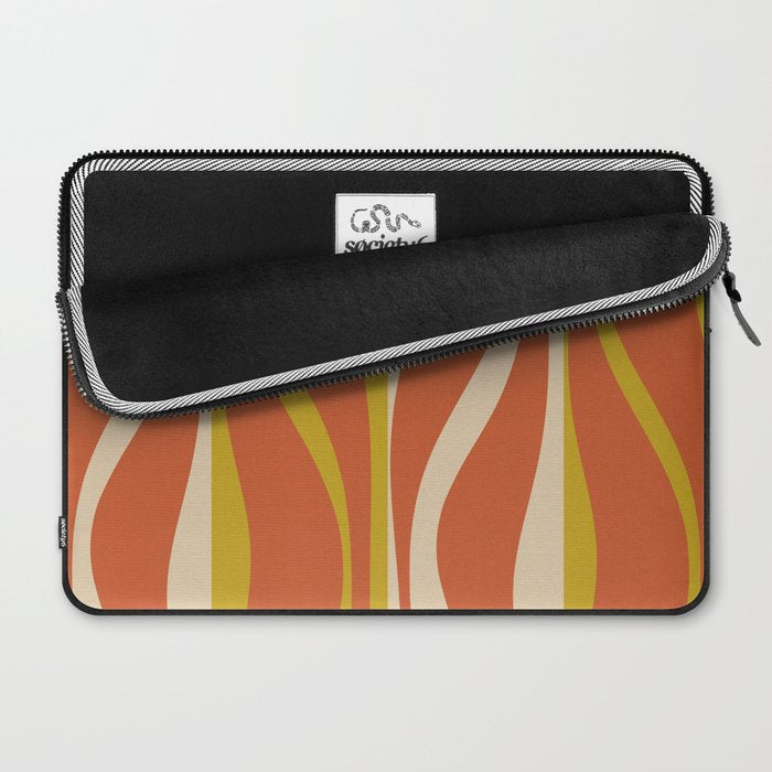 Mid Century Modern Retro Lounge Striped Pattern in Mid Mod Orange Mustard Beige Laptop Sleeve Gallery Image 2