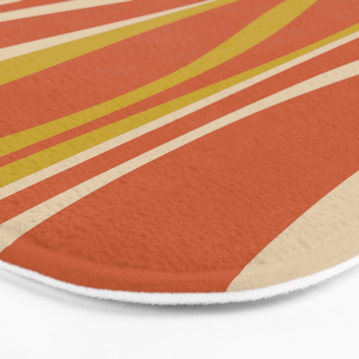 Mid Century Modern Retro Lounge Striped Pattern in Mid Mod Orange Mustard Beige Bath Mat Gallery Image 3