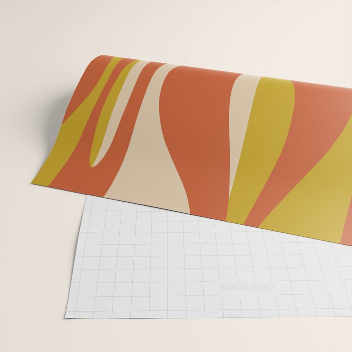 Mid Century Modern Retro Lounge Striped Pattern in Mid Mod Orange Mustard Beige Wrapping Paper Gallery Image 2