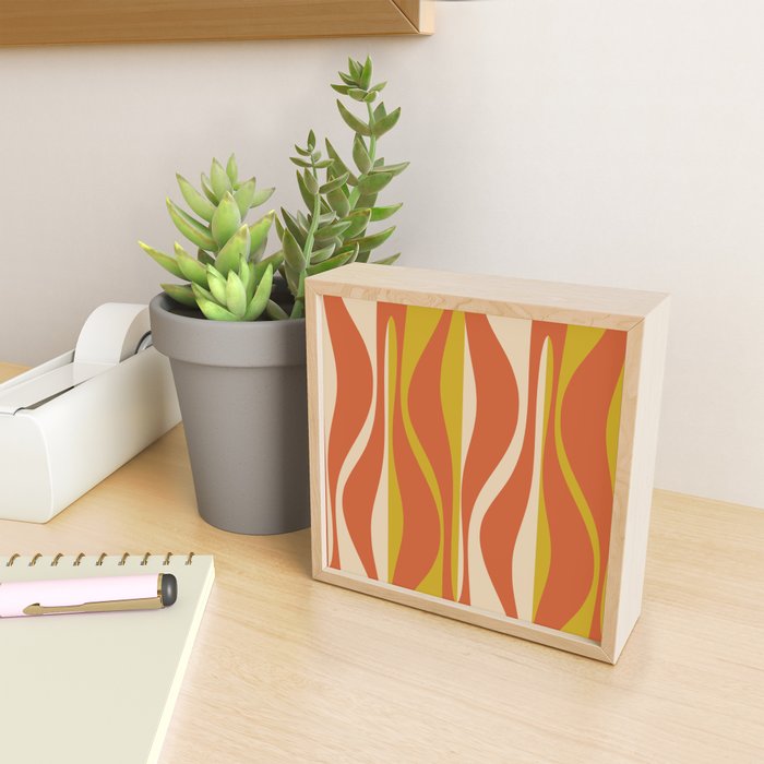 Mid Century Modern Retro Lounge Striped Pattern in Mid Mod Orange Mustard Beige Mini Art Print Gallery Image 2