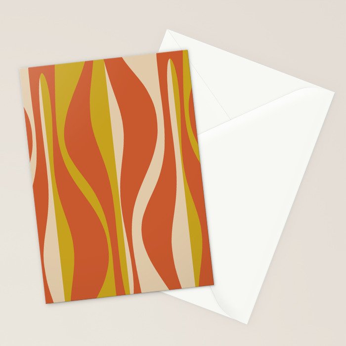 Mid Century Modern Retro Lounge Striped Pattern in Mid Mod Orange Mustard Beige Stationery Card Gallery Image 2
