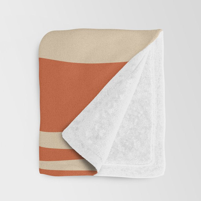 Mid Century Modern Retro Lounge Striped Pattern in Mid Mod Orange Mustard Beige Throw Blanket Gallery Image 3