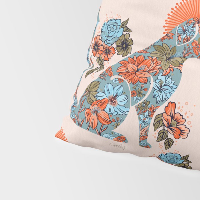 Porcelain Floral Dog - Blue & Coral Pillow Sham Gallery Image 4