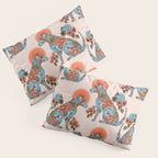 Porcelain Floral Dog - Blue & Coral Pillow Sham Gallery Image 3