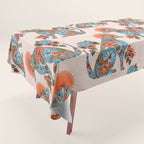 Porcelain Floral Dog - Blue & Coral Tablecloth Gallery Image 1