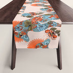 Porcelain Floral Dog - Blue & Coral Table Runner Gallery Image 1