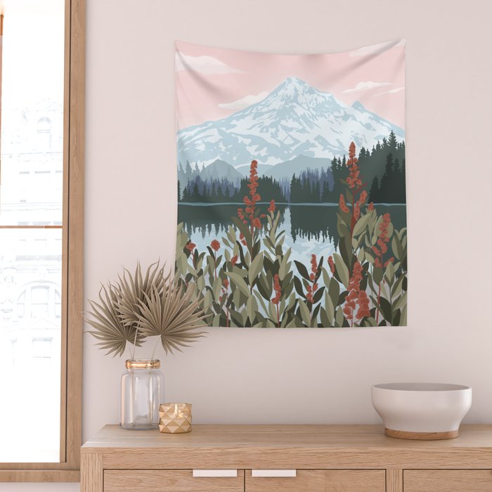 Mount Hood National Park Poster, Portland Oregon, Pacific Northwest, Vintage Retro Travel Poster Wall Tapestry Gallery Image 2