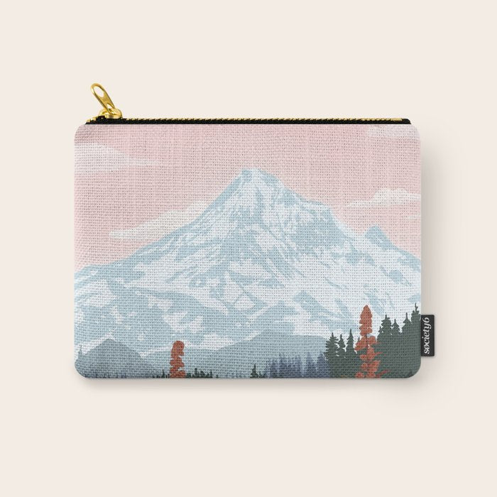 Mount Hood National Park Poster, Portland Oregon, Pacific Northwest, Vintage Retro Travel Poster Carry All Pouch Gallery Image 1