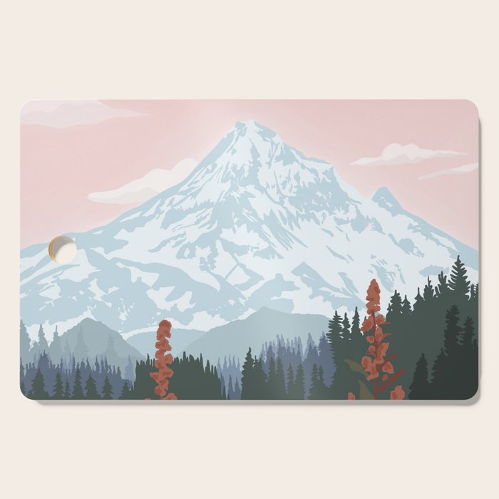 Mount Hood National Park Poster, Portland Oregon, Pacific Northwest, Vintage Retro Travel Poster Cutting Board Gallery Image 1