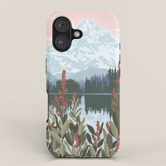 Mount Hood National Park Poster, Portland Oregon, Pacific Northwest, Vintage Retro Travel Poster iPhone Case Gallery Image 1