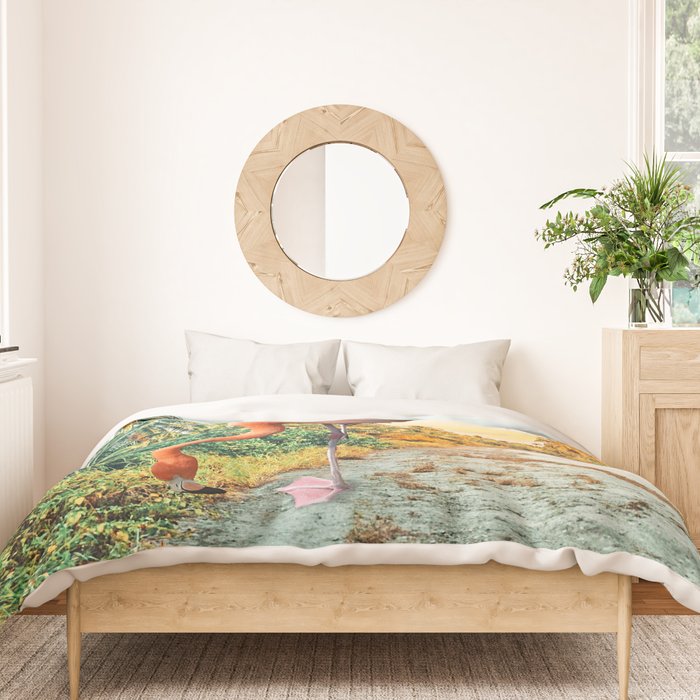 Flamingo Vacay #photography #surrealism Duvet Cover Gallery Image 3