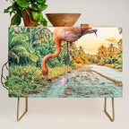 Flamingo Vacay #photography #surrealism Credenza Gallery Image 1