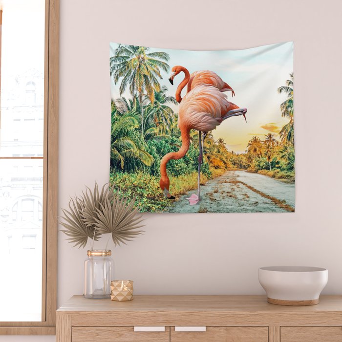 Flamingo Vacay #photography #surrealism Wall Tapestry Gallery Image 2