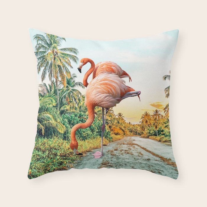 Flamingo Vacay #photography #surrealism Throw Pillow Gallery Image 6