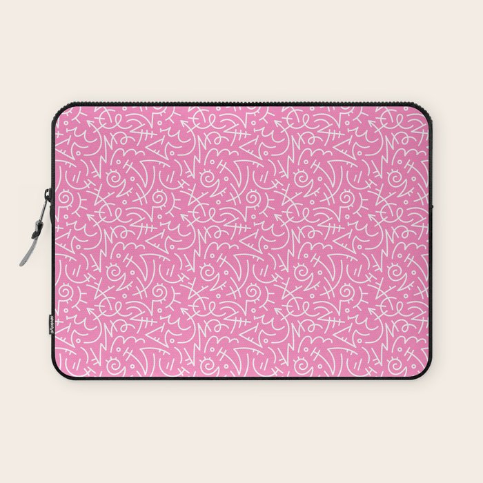 Colorful abstract fun line doodle art pattern Laptop Sleeve Gallery Image 1