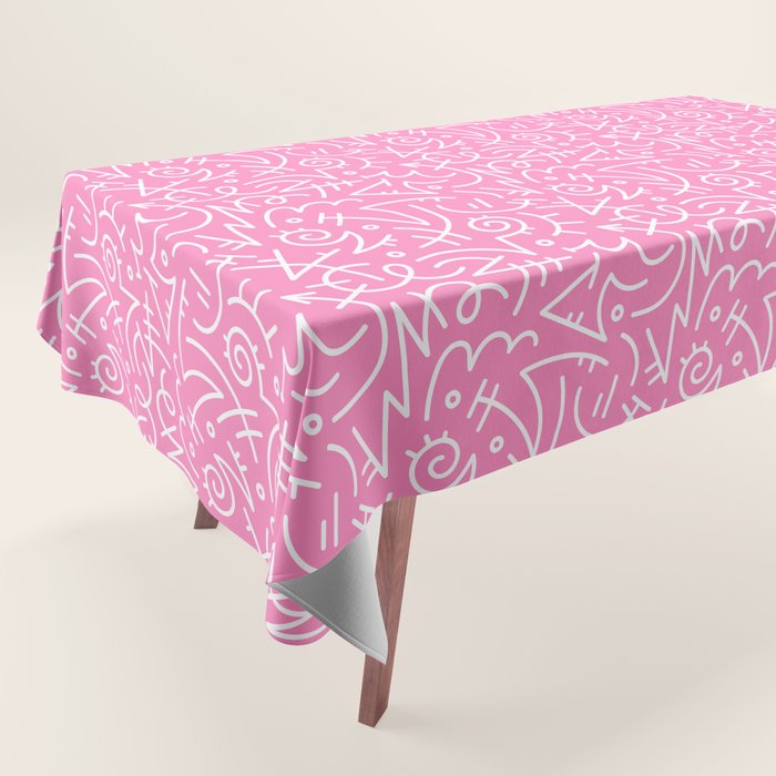 Colorful abstract fun line doodle art pattern Tablecloth Gallery Image 1