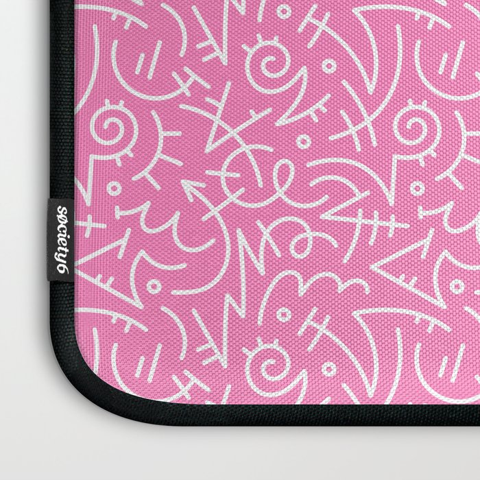 Colorful abstract fun line doodle art pattern Laptop Sleeve Gallery Image 3
