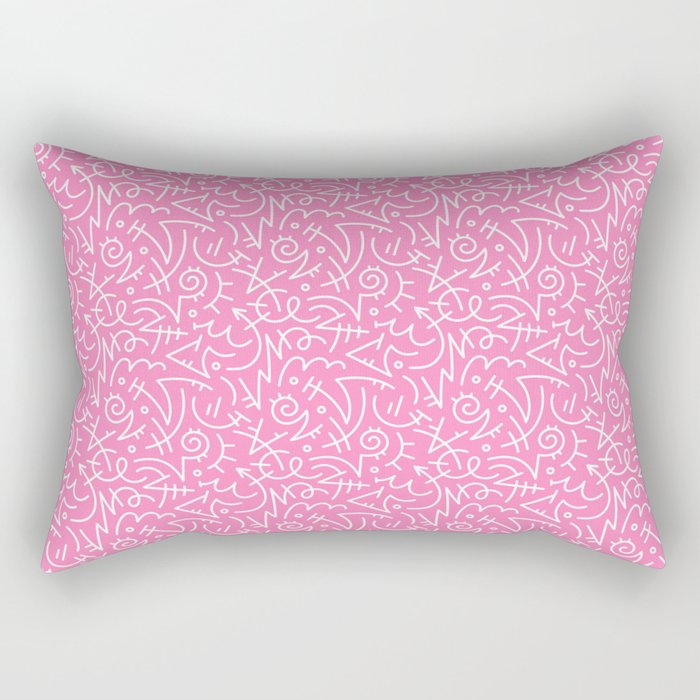 Colorful abstract fun line doodle art pattern Rectangular Pillow Gallery Image 1