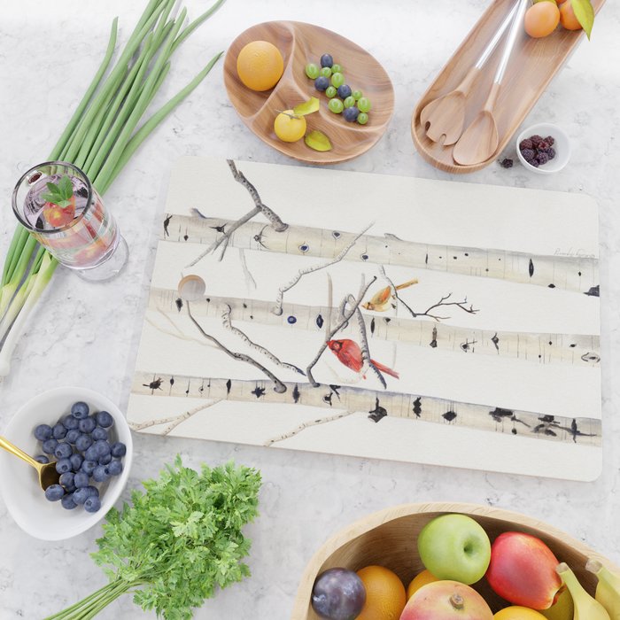 Birch Trees and Cardinal Cutting Board Gallery Image 2