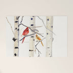 Birch Trees and Cardinal Welcome Mat Gallery Image 1
