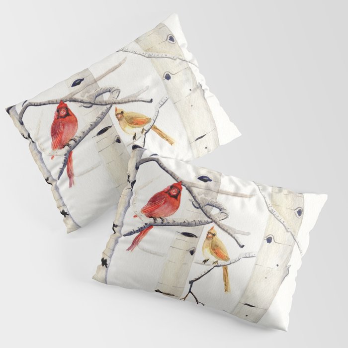 Birch Trees and Cardinal Pillow Sham Gallery Image 3