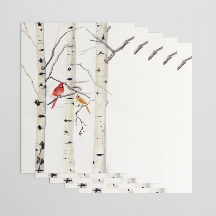 Birch Trees and Cardinal Wrapping Paper Gallery Image 3