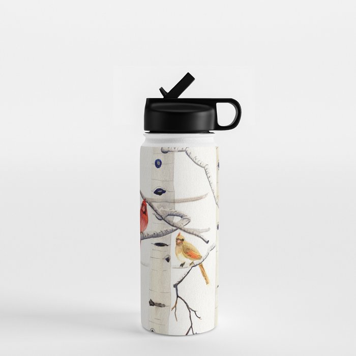 Birch Trees and Cardinal Water Bottle Gallery Image 1