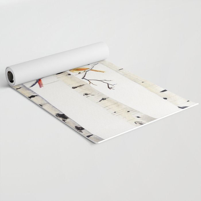 Birch Trees and Cardinal Yoga Mat Gallery Image 2