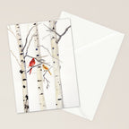 Birch Trees and Cardinal Stationery Card Gallery Image 2