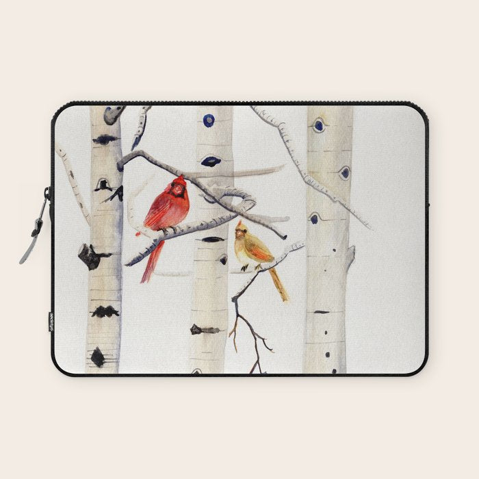 Birch Trees and Cardinal Laptop Sleeve Gallery Image 1