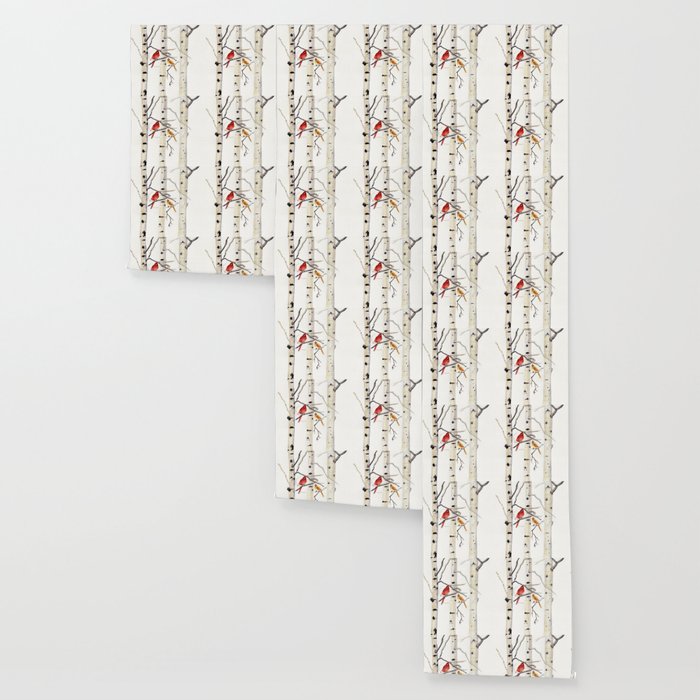 Birch Trees and Cardinal Wallpaper Gallery Image 3