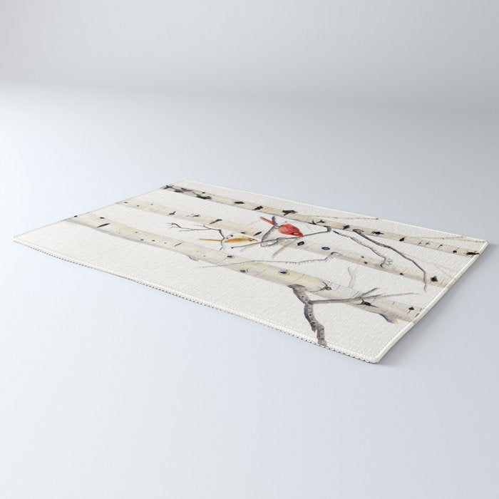 Birch Trees and Cardinal Rug Gallery Image 3