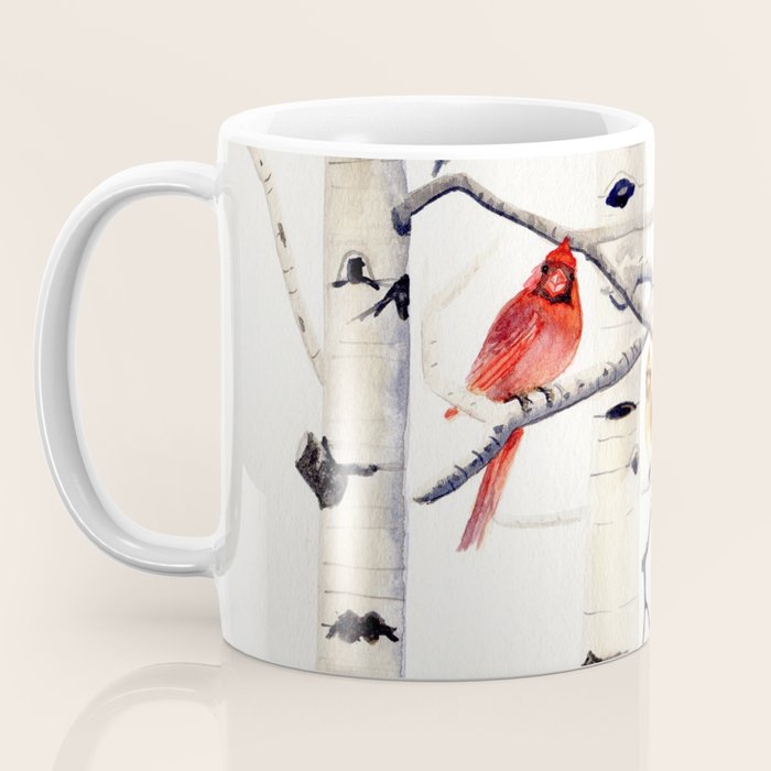 Birch Trees and Cardinal Coffee Mug Gallery Image 3