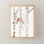 Birch Trees and Cardinal Mini Art Print Gallery Image 1