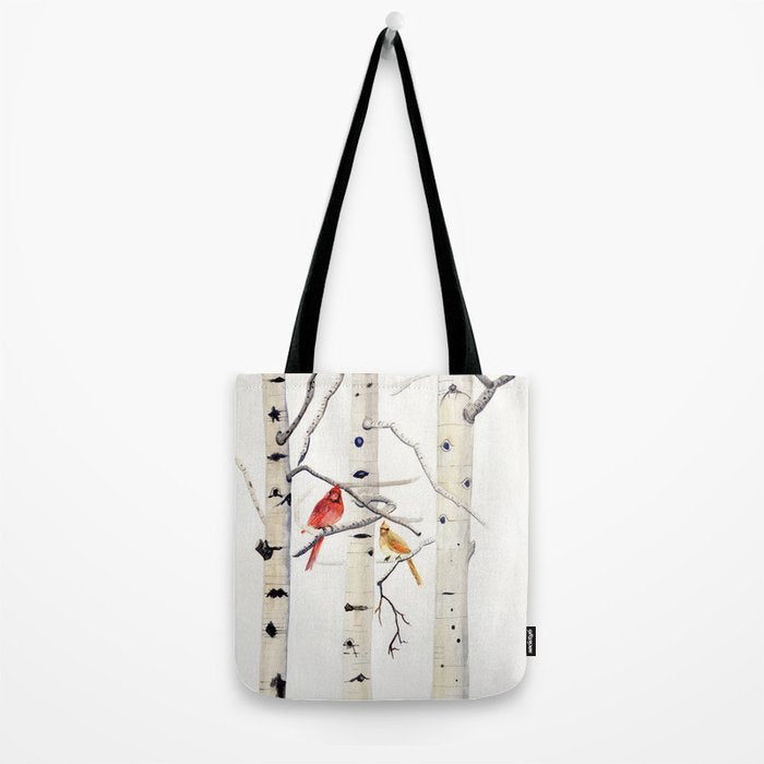 Birch Trees and Cardinal Tote Bag Gallery Image 2