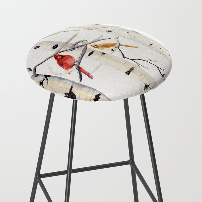 Birch Trees and Cardinal Stool Gallery Image 2