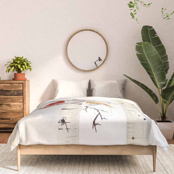 Birch Trees and Cardinal Comforter Gallery Image 3