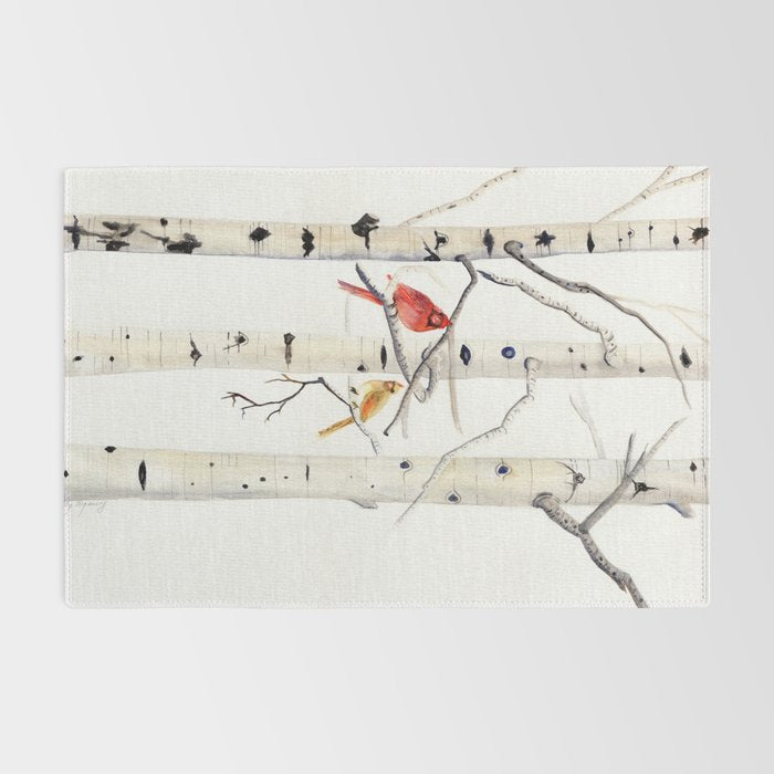 Birch Trees and Cardinal Rug Gallery Image 2